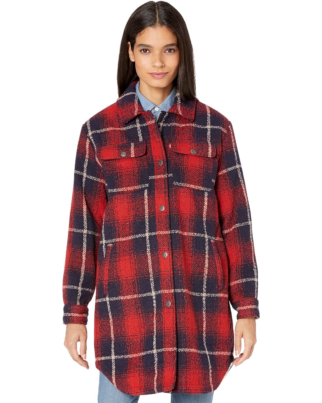 리바이스 Levis Oversized Wool Blend Shirt Jacket w/ Sherpa Lining