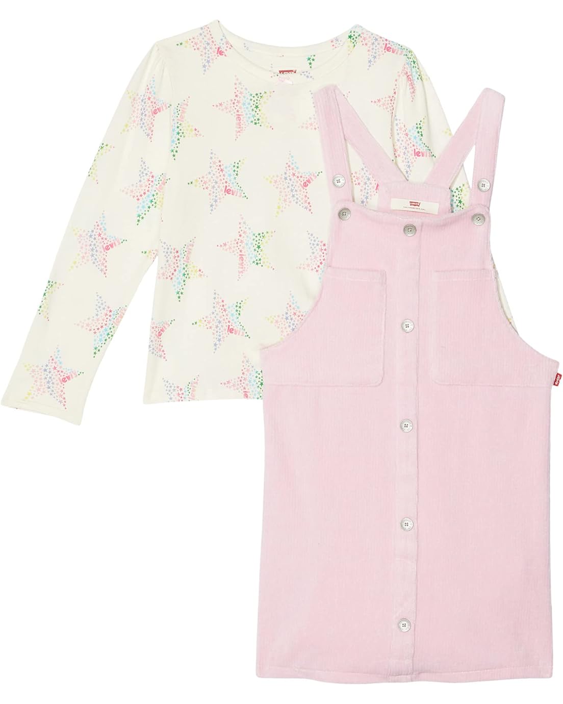 리바이스 Levis Kids Long Sleeve Top and Skirtall Two-Piece Outfit Set (Little Kids)
