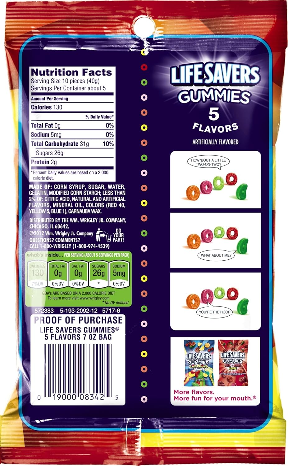  LIFE SAVERS 5 Flavors Gummies Candy Bag, 7 ounce (Pack of 12)