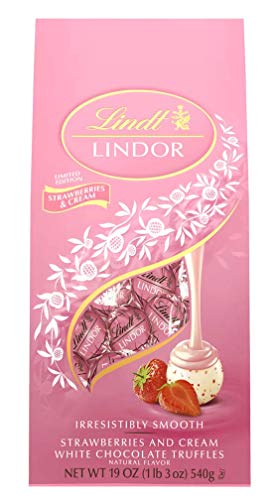 Lindt, White Chocolate Strawberries and Cream LINDOR Truffles (40 Pieces), 17oz