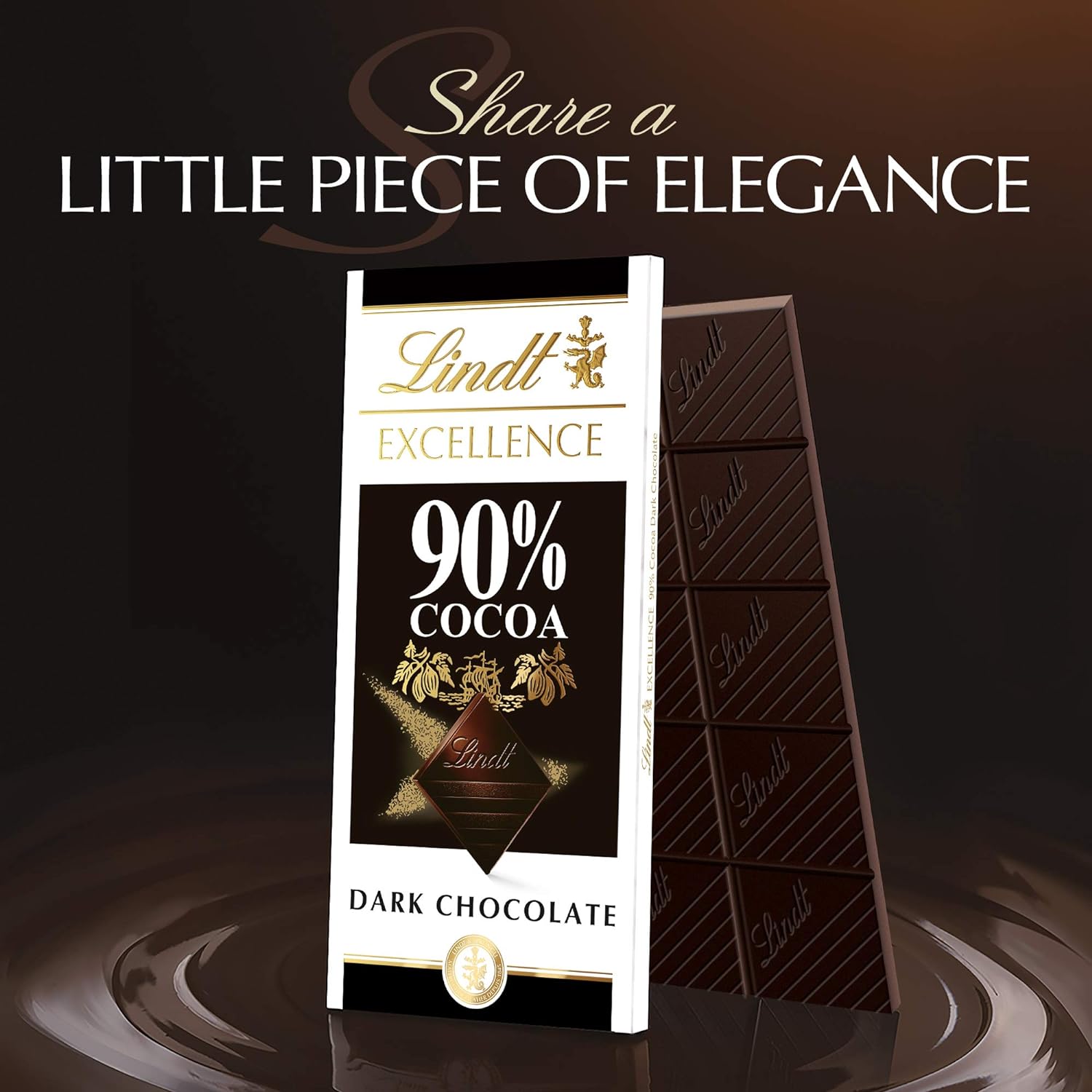  Lindt Excellence Bar, 90% Cocoa Supreme Dark Chocolate, Gluten Free, Great for Holiday Gifting, 3.5 Ounce (Pack of 12)