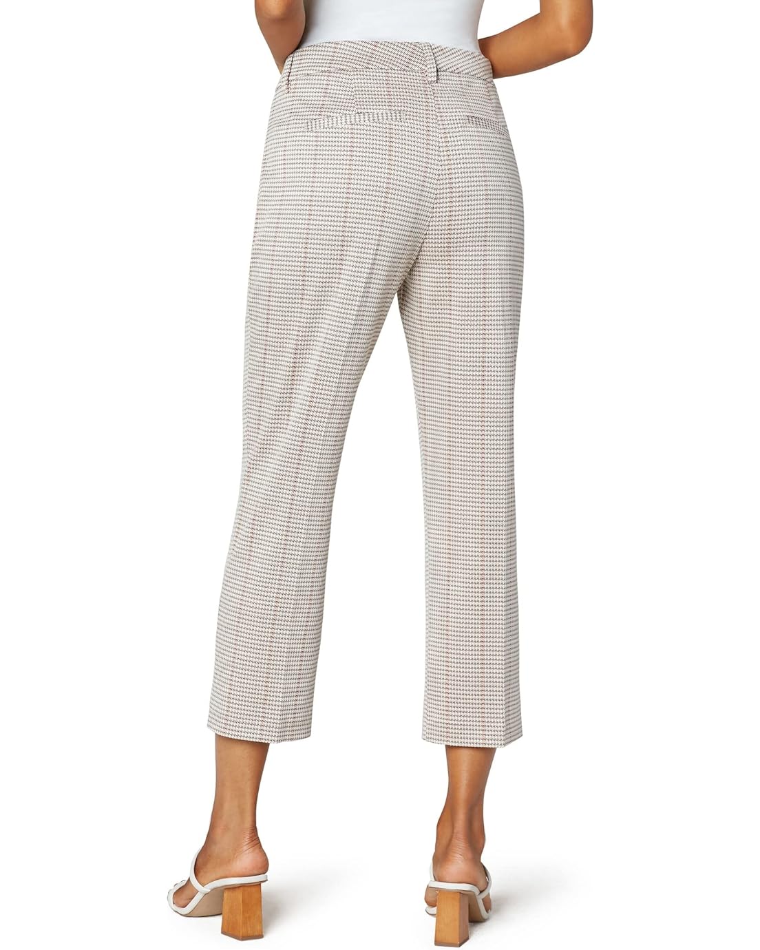  Liverpool Petite William Straight Leg Trousers in Creamu002FTanu002FRed Houndstooth