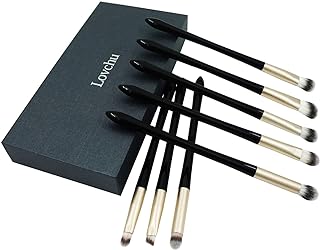 LOVCHU 8 Pieces Black Professional Eye Makeup Brush Set for Eyeshadow Cream Powder with Cosmetic Bag - Perfect for Blending Eye Highlighting and Shading Cosmetics Make Up Tool