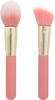 LOVCHU 2 Pieces Pink Hair Professional Makeup Brush Set with High-end Gift box - Perfect for Blending Face Powder Mineral - Blush & Contour & Highlighting and Bronze Cosmetics Brus