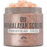 M3 Naturals Himalayan Salt Scrub Infused with Collagen and Stem Cell Natural Exfoliating Body and Face Souffle for Acne Cellulite Dead Skin Scars Wrinkles Cleansing Exfoliator 12 o