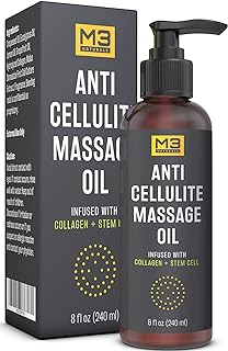 M3 Naturals Anti Cellulite Massage Oil Infused with Collagen and Stem Cell - Natural Lotion - Help Firm, Tighten Skin Tone - Treat Unwanted Fat Tissue, Stretch Marks - Cellulite Re