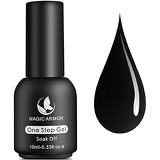 MAGIC ARMOR Black Gel Nail Polish One Step No Need Base and Top Coat Fast Cure UV Gel Polish 10ML - black