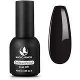 MAGIC ARMOR Gel Nail Polish Black Soak Off Gel Polish for UV Light Acrylic Nails Salon Varnish 10ml (002-black)