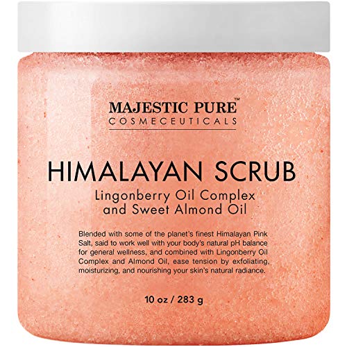 MAJESTIC PURE Himalayan Salt Body Scrub with Lingonberry, Exfoliating Salt Scrub to Exfoliate & Moisturize Skin, Deep Cleansing for Women and Men - 10 oz