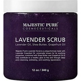 Lavender Oil Body Scrub Exfoliator with Shea Butter and Grapefruit Oil by Majestic Pure - Exfoliate & Moisturize Skin, Fights Acne - 12 oz