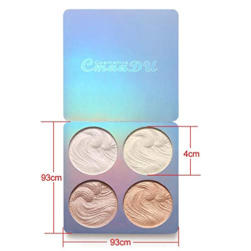  MKYUHP Shimmer Highlighter Powder Palette - 4 Colors Waterproof Long Lasting Shiny Brighten Skin Color,High Light Powder Bronzer Palette for Women Ladies