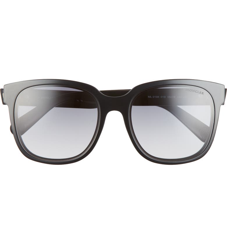 Moncler 55mm Mirrored Square Sunglasses_SHINY BLACK / GRADIENT SMOKE