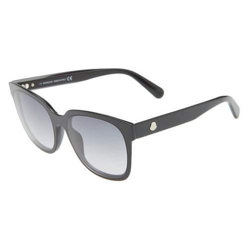 몽클레르 Moncler 55mm Mirrored Square Sunglasses_SHINY BLACK / GRADIENT SMOKE