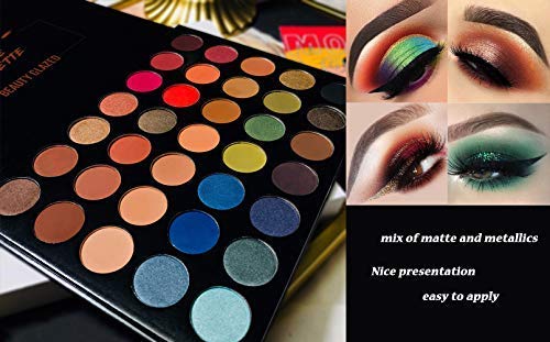  MYUANGO Make Up Eyeshadow Palette 35 Colors Blendable Chunky Pigmented Matte and Shimmer Pop Colors Eye Shadow Powder Waterproof Eye Shadow Palette Cosmetics Christmas Gifts