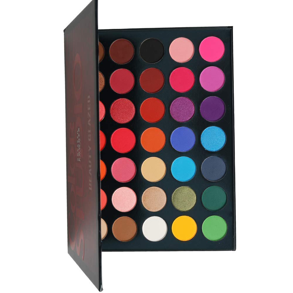  MYUANGO Sweatproof Matte and Shimmer Eyeshadow Make up Palettes Highly Pigmented 35 Colors Professional and Home Make up Christmas Palette Blendable Pressed Powder Eye Shadow