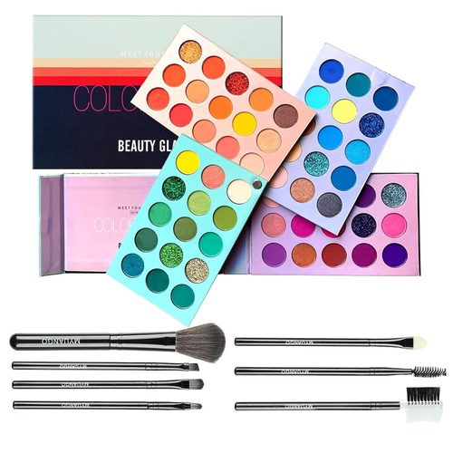  MYUANGO Eyeshadow Palette Color Board Eye Makeup Palette With Brushes Set Palettes Mattes and Shimmers Makeup Pallet Long Lasting Easy Blending