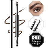 Maitys 2 Pieces Eyebrow Pencil Long Lasting Eyebrow Pencil with Brush, Waterproof Brow Pencil Retractable Brow Pencil Sweat-proof Smudge-Proof Eye Brow Makeup Kit for Makeup (Dark Brown)