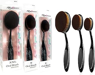 MayQueen 3Pack Oval Makeup Brushes, Powder, Blusher, Concealer. Contouring Makeup Tools, 3 Kinds(XXL, XL & S) of Sizes. (Oval Brush Set 2)