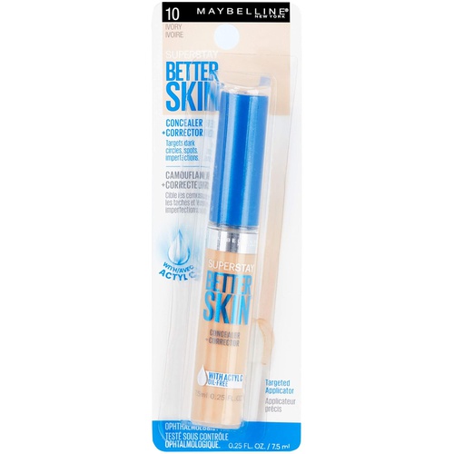  Maybelline New York Super Stay Better Skin Concealer + Corrector, Ivory, 0.25 fl. oz.