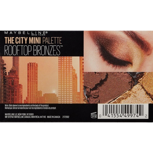  Maybelline New York Makeup The City Mini Eyeshadow Palette, Rooftop Bronzes Neutral Eyeshadow, 0.14 oz