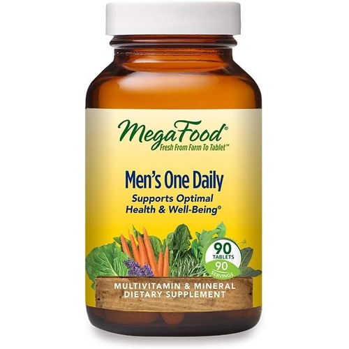  MegaFood Mens One Daily - Mens Multivitamins with B Complex Vitamins and Zinc - Gluten-Free and Made without Dairy or Soy - 90 Tabs
