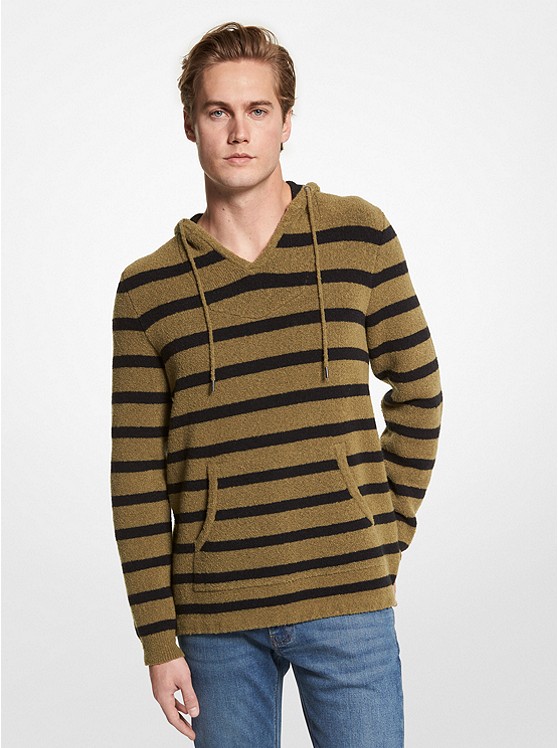 Michael Kors Mens Striped Textured Stretch Cotton Hoodie