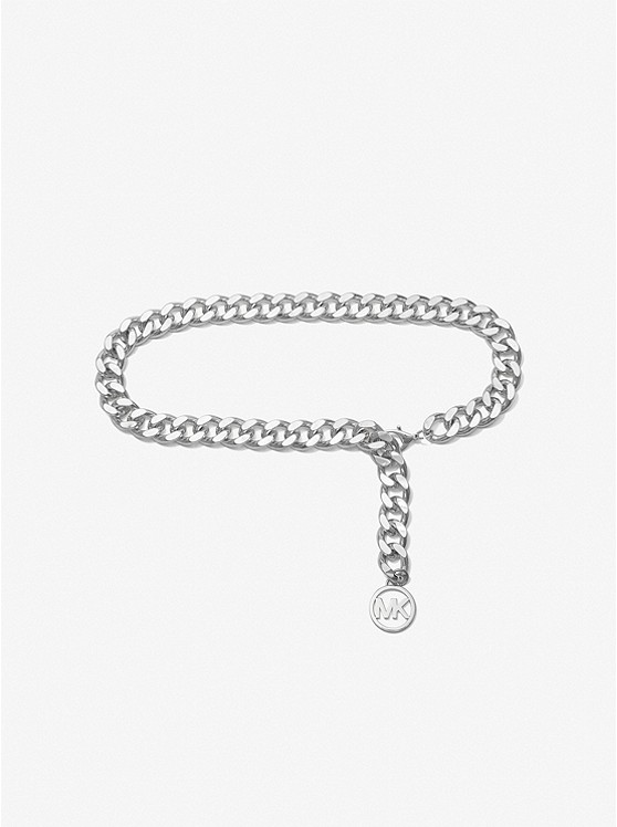 MICHAEL Michael Kors Logo Silver-Tone Chain-Link Belt