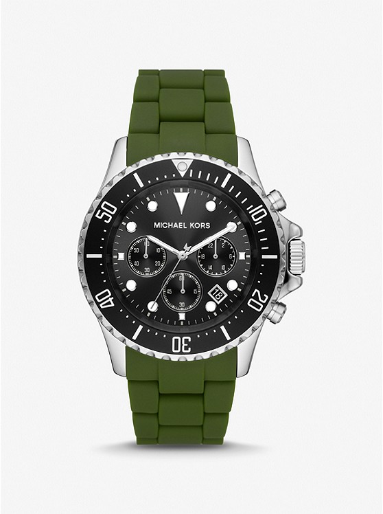 Michael Kors Oversized Everest Silver-Tone and Silicone Watch