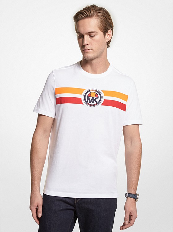 Michael Kors Mens MK X ellesse Logo Stripe Cotton T-Shirt