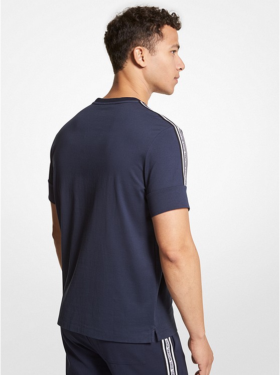마이클코어스 Michael Kors Mens Logo Tape Cotton Jersey T-Shirt