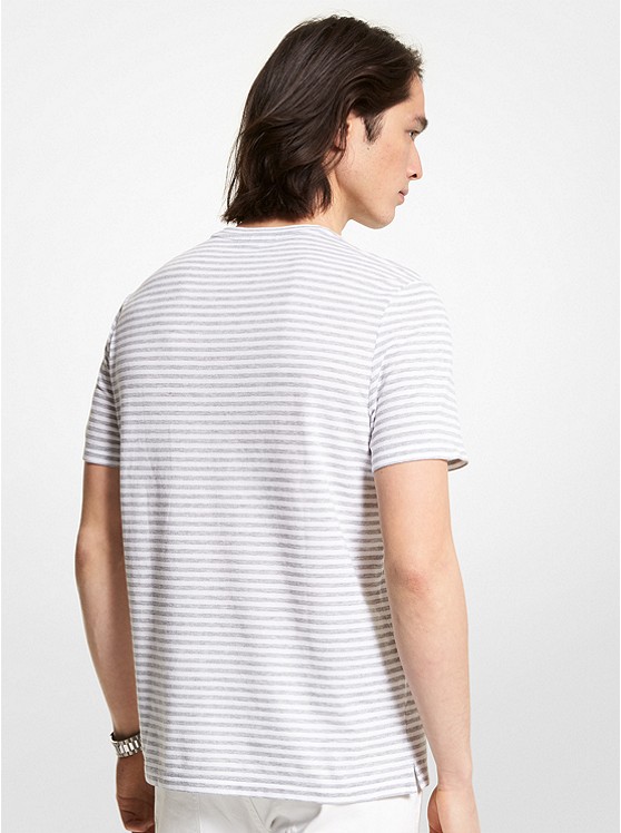 마이클코어스 Michael Kors Mens Striped Textured Cotton T-Shirt