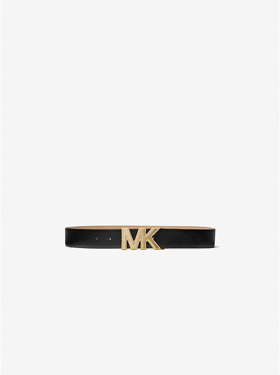 마이클코어스 MICHAEL Michael Kors Embellished Logo Leather Waist Belt