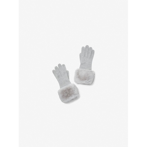 마이클코어스 MICHAEL Michael Kors Faux Fur-Trim Knit Gloves
