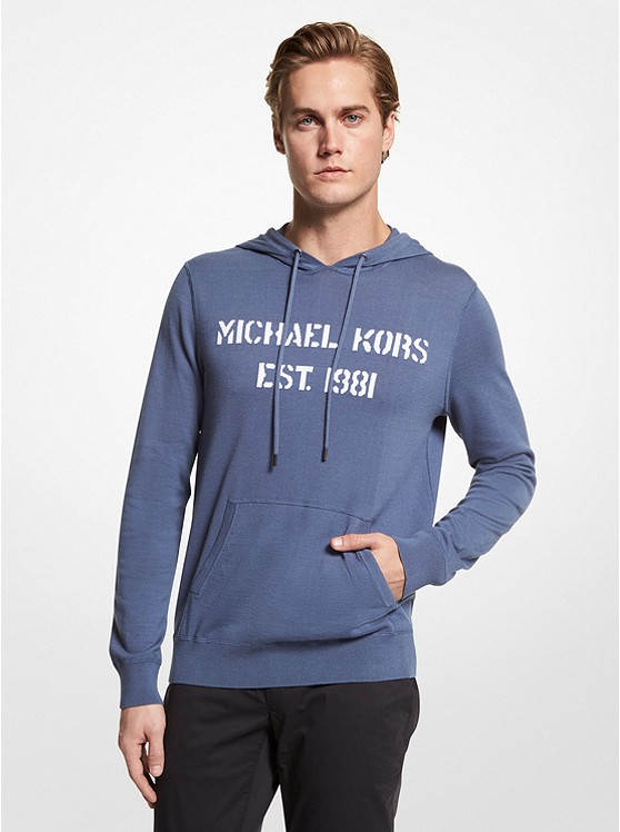 Michael Kors Mens Logo Linen Hoodie