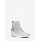 MICHAEL Michael Kors Skyler Crystal Embellished Metallic Stretch Knit Sock Sneaker