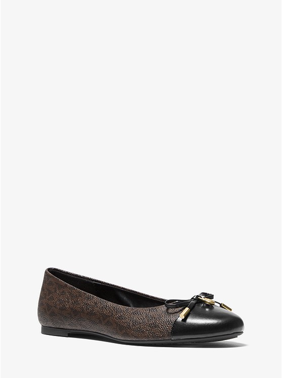 MICHAEL Michael Kors Melody Logo and Leather Ballet Flat