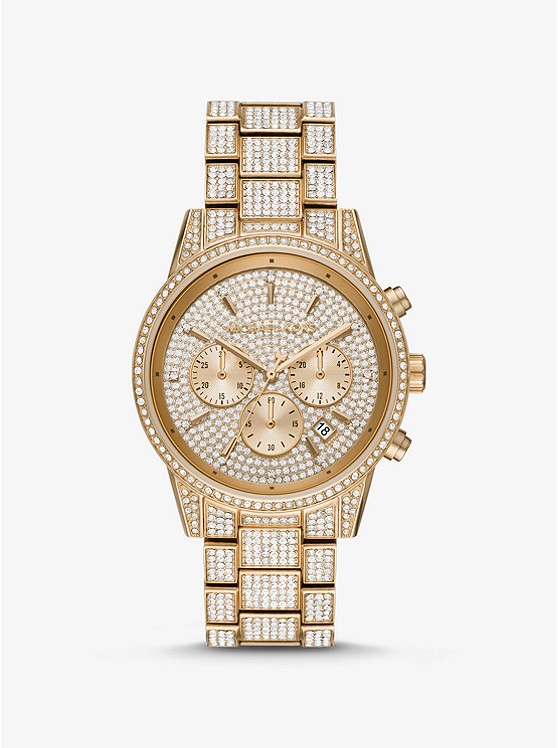 Michael Kors Ritz Pave Gold-Tone Watch