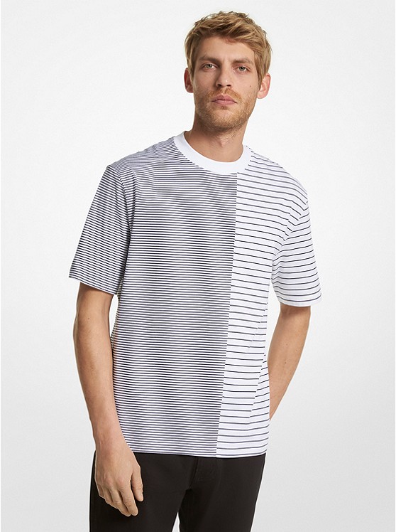 마이클코어스 Michael Kors Mens Striped Cotton T-Shirt