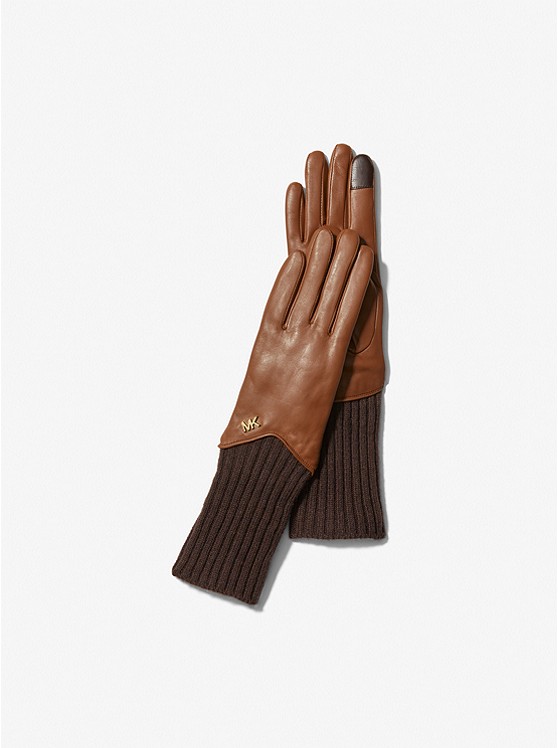 MICHAEL Michael Kors Leather and Wool Gloves