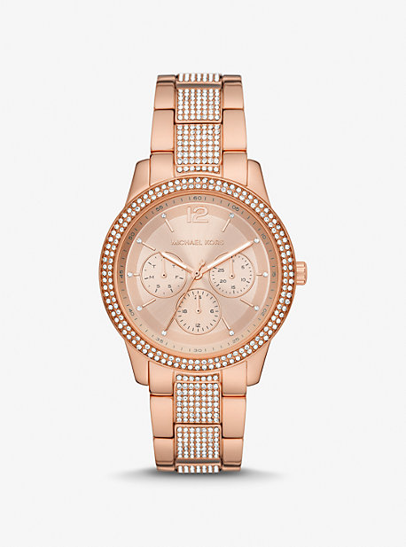 마이클코어스 Michael Kors Lennox Pave Rose Gold-Tone Watch and Bracelet Gift Set