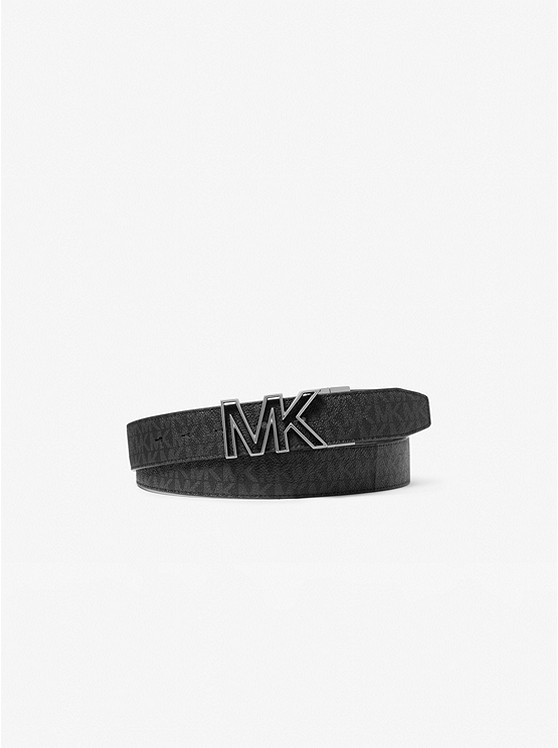 Michael Kors Mens Reversible Logo and Faux Leather Belt