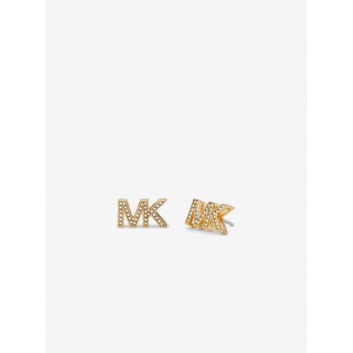 마이클코어스 Michael Kors Tri-Tone Brass Pave Logo Stud Earrings
