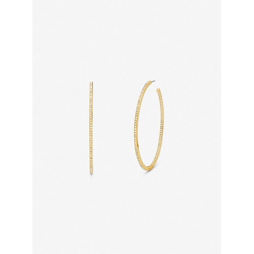 마이클코어스 Michael Kors 14K Gold-Plated Brass Pave Hoop Earrings
