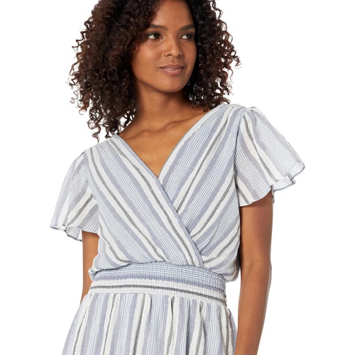 마이클코어스 MICHAEL Michael Kors Short Sleeve Stripe Wrap Dress