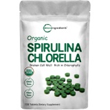 Micro Ingredients Organic Chlorella Spirulina Tablets, 3000mg Per Serving, 720 Counts, 4 Months Supply, 50/50 Blend Superfood, No Filler, No Additives, Cracked Cell Wall, Rich in Vegan Protein & Chl