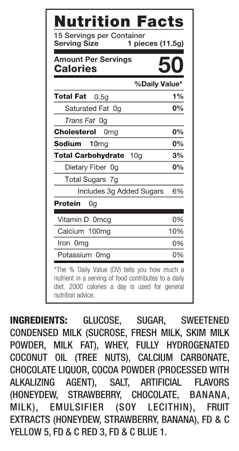 Milkita Creamy Shake Lollipop Bag, Gluten Free Chewy Candies with Calcium & Real Milk, Zero Trans Fat, Low-Sugar, Assorted Flavors (Strawberry, Chocolate, Honeydew, Banana), 15 Pcs