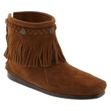 Minnetonka Fringed Moccasin Bootie_BROWN