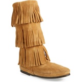 Minnetonka 3-Layer Fringe Boot_TAUPE SUEDE