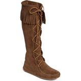 Minnetonka Lace-Up Boot_BROWN SUEDE