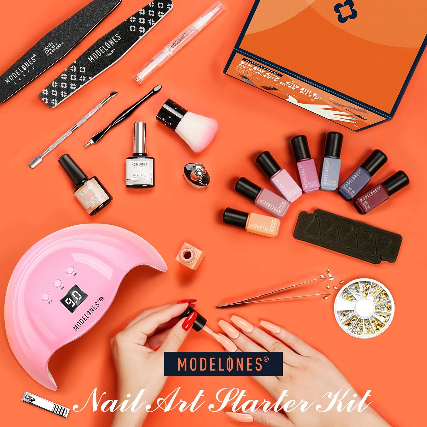  Gel Nail Polish Kit with U V Light 48W LED Nail Lamp Modelones 7 Nude Colors Gel Nail Polish Set, No Wipe Base Top Coat, Nail Primer, Nail Art Decorations, Manicure Tools, Integrat